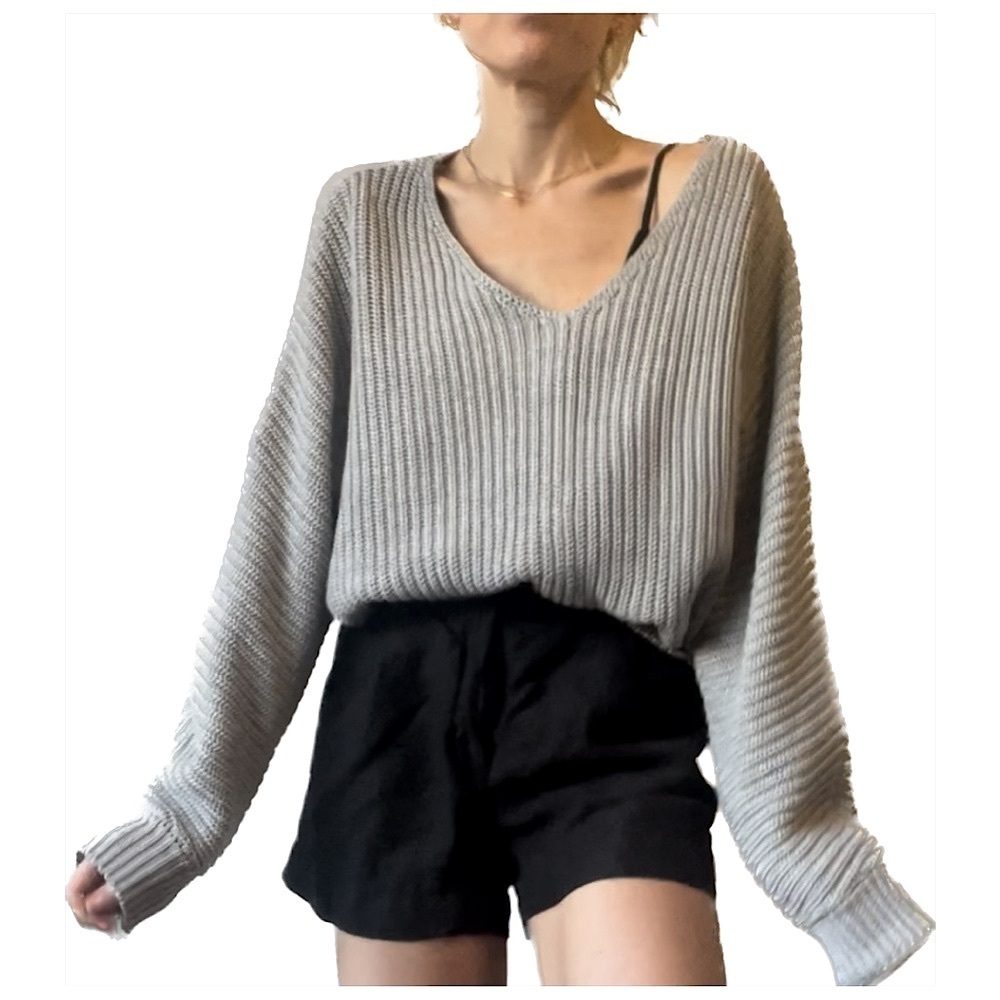 Pull&Bear Dolman Knitted Sweater | Gray | S - Picture 3 of 5